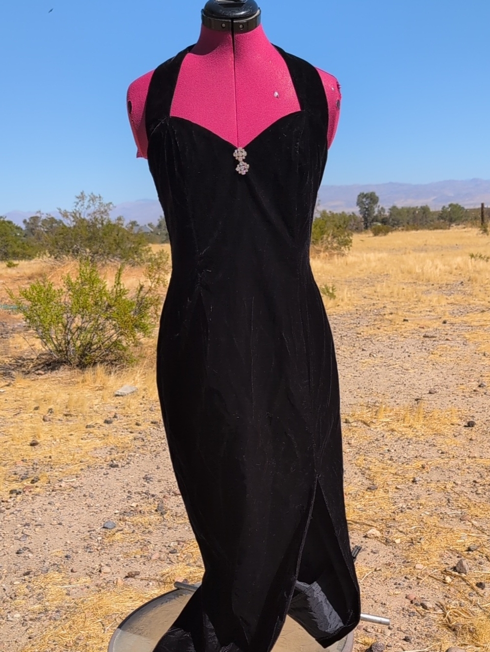 Vintage GUNNE SAX MCCLINTOCK Black Velvet Halter Evening Dress Elegance